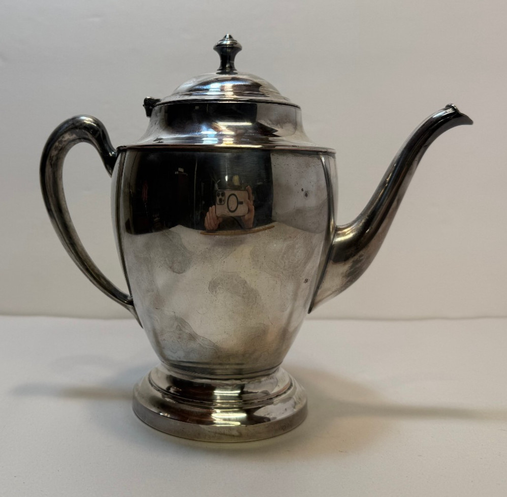 Vintage Silver On Copper Teapot Tea Kettle 8"