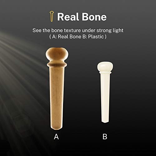 6PCS White Bone Acoustic Guitar Bridge Pins with Abalone Dot & Puller Tool