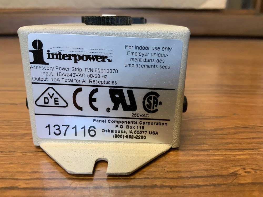 Interpower 85010070 Accessory Power Strip 4-Position **