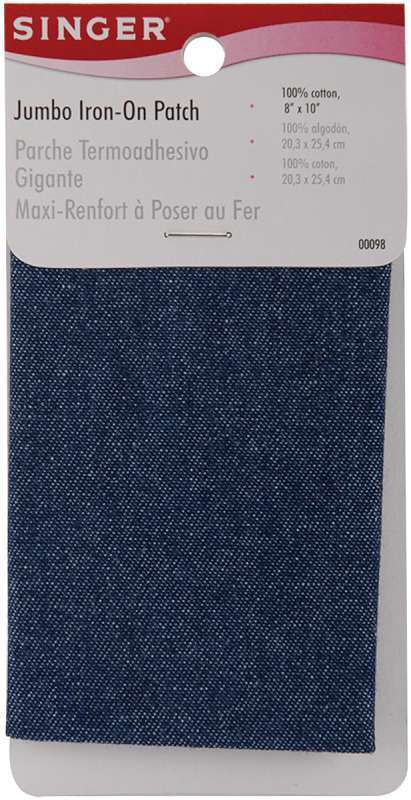 Iron-On Jumbo Patch 8"X10" 1/Pkg Denim