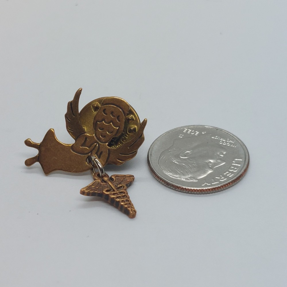 Praying Angel Dangle Caduceus Pin Lapel Religious
