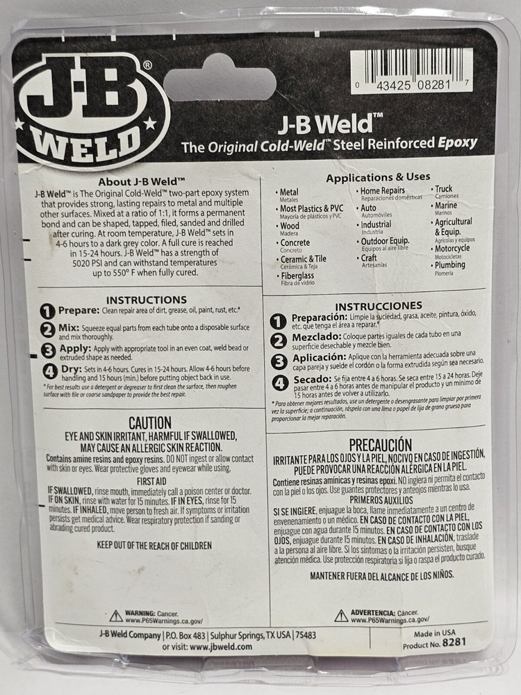 J-B Weld The Original Cold Weld Formula Epoxy