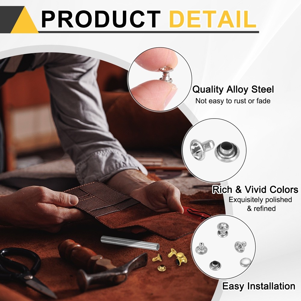 100pcs Crystal Rivets 6mm Rhinestone Stud with Installation Tool, Silver Clear