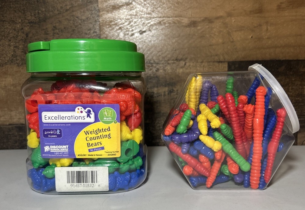 Excellerations Counting Bears Worms STEM Math Manipulatives 172 Pc+ Pattern Card