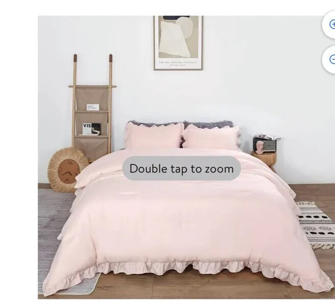 JANZAA Queen Comforter Set Pink Peach Comforter Set 3PCS(1 Ruffled Comforter Set