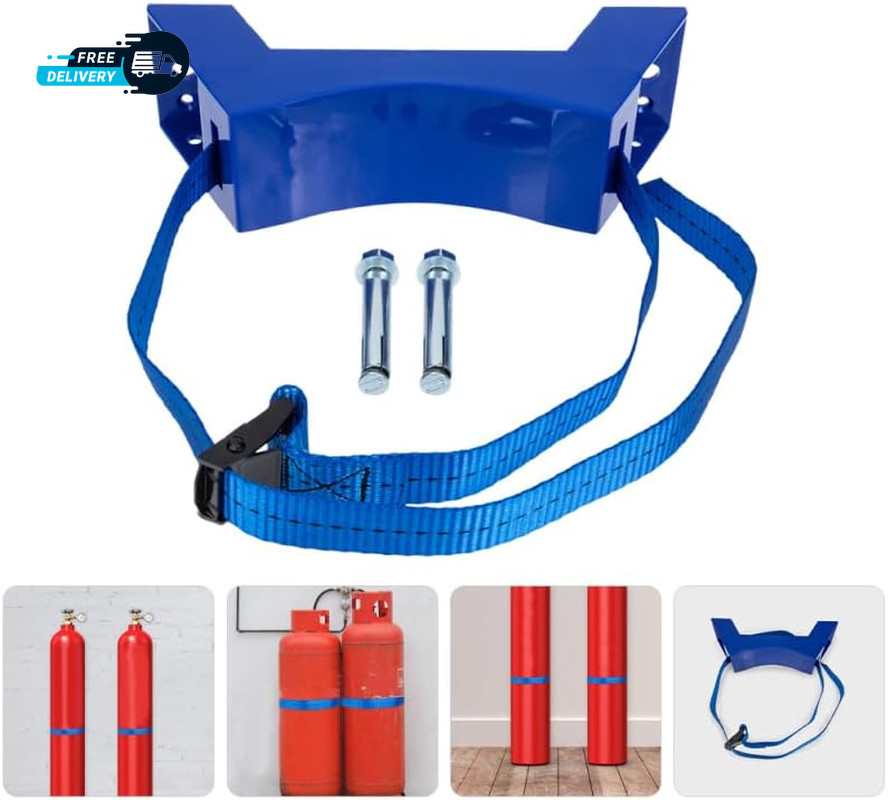 Adjustable Propane Tank Holder Bracket Wall Mounted with High-Strength Strap