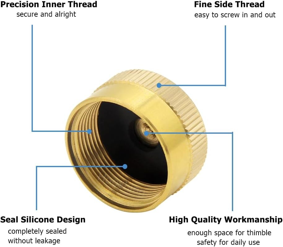 12 PACK 1LB Gas Refill Propane Bottle Cap Tank Threaded Valve Covers Solid Brass