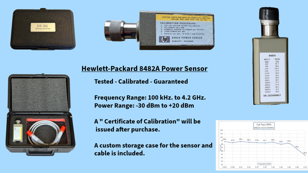 Hewlett Packard/ HP 8482A Power Sensor/ Calibrated with Data/ Includes NEW Cable
