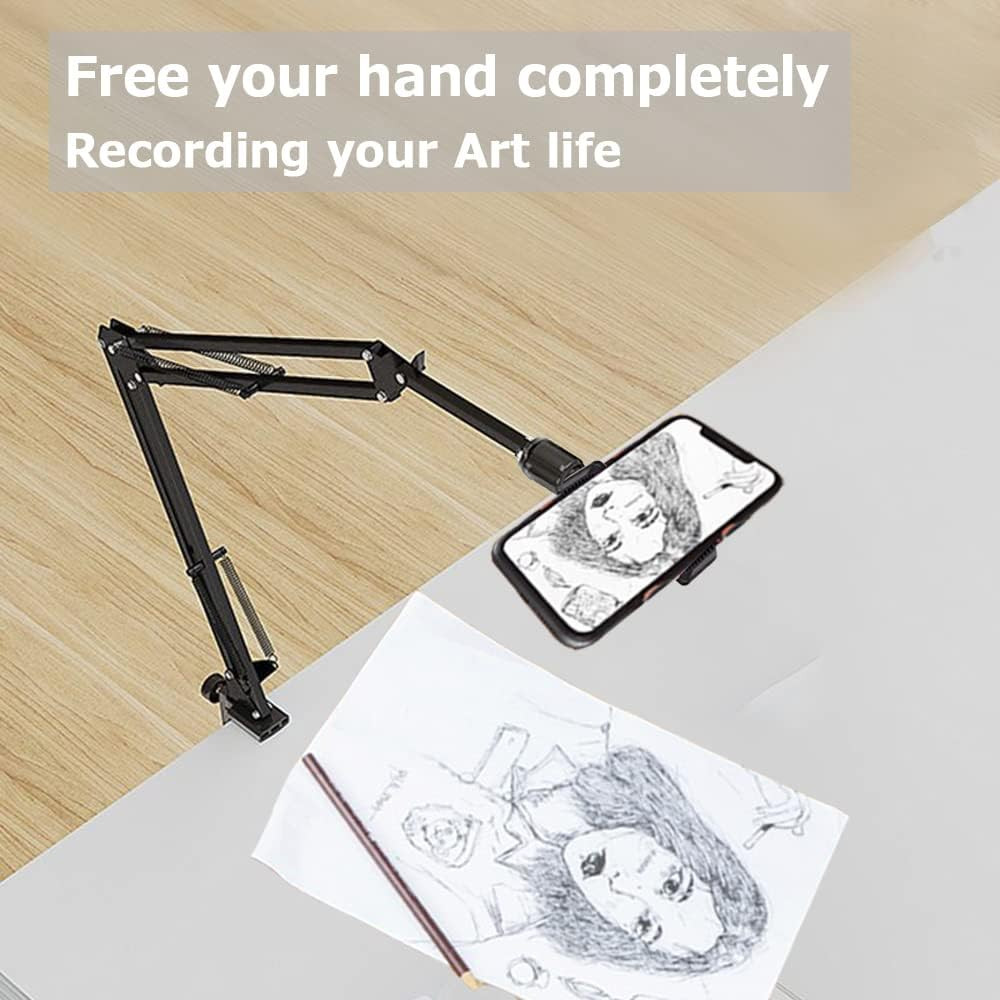 Overhead Tripod Mount for Camera Webcam Ring Light, Long Over Head Articulating