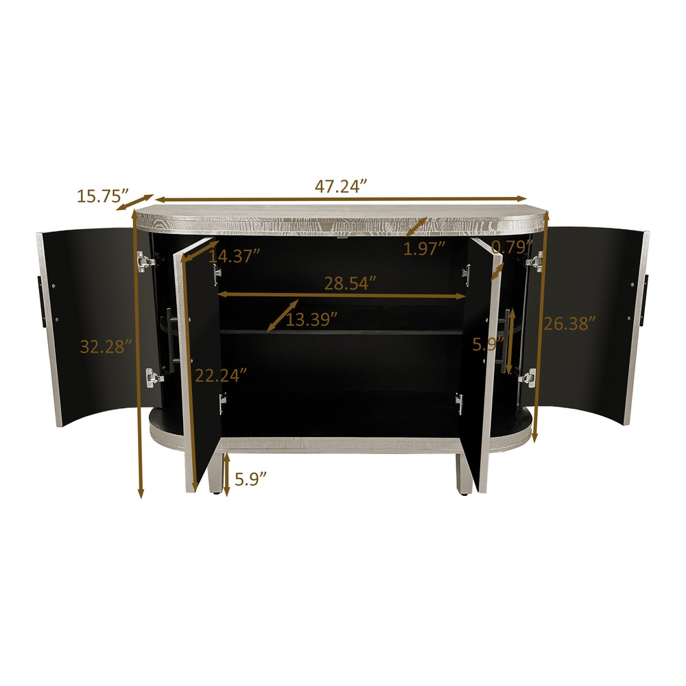 Modern Curved Sideboard 47.2-Inch Decorative Storage Cabinet,Console Table