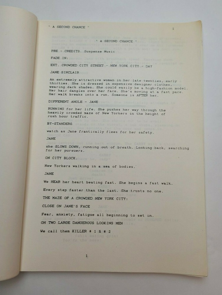 A SECOND CHANCE / Reggie Bruce 1990 Unproduced Movie Script Screenplay