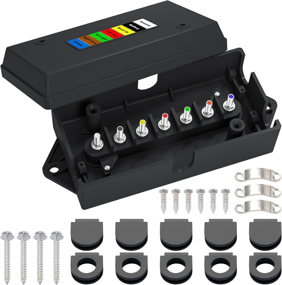 7-Way Weatherproof Trailer Junction Box 7 Pin Wiring
