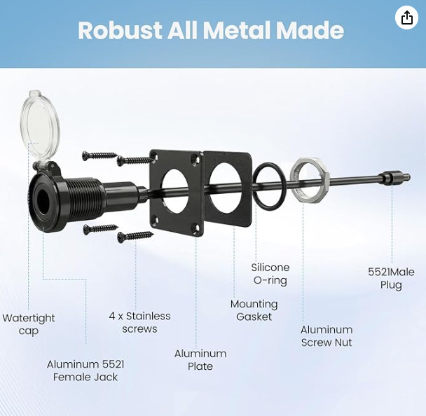 Waterproof Wall Socket Passthrough Starlink Mini, IP67 Waterproof Panel Mount
