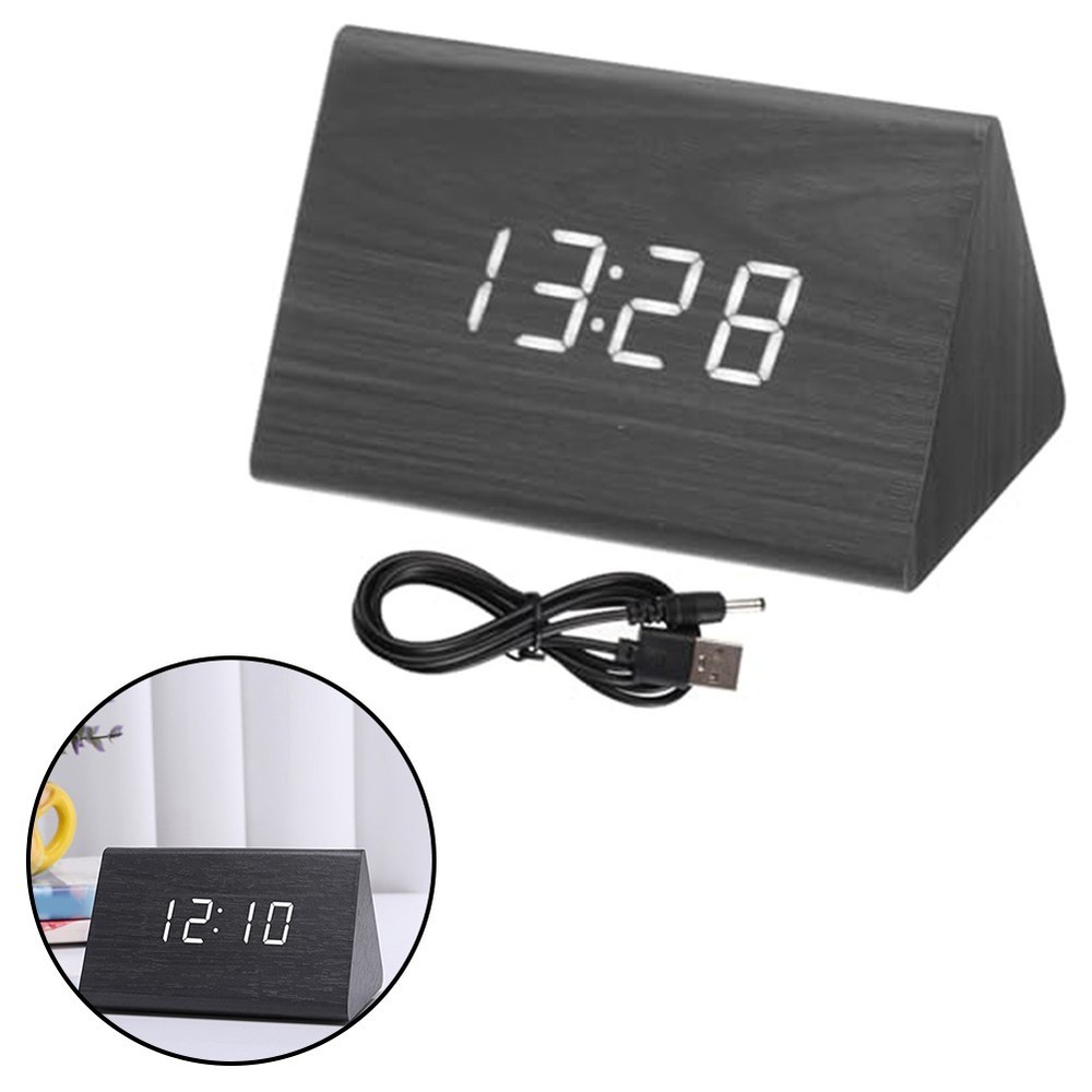 Convenient Alarm Function Wood Clock LED Digital Display Adjustable Brightness