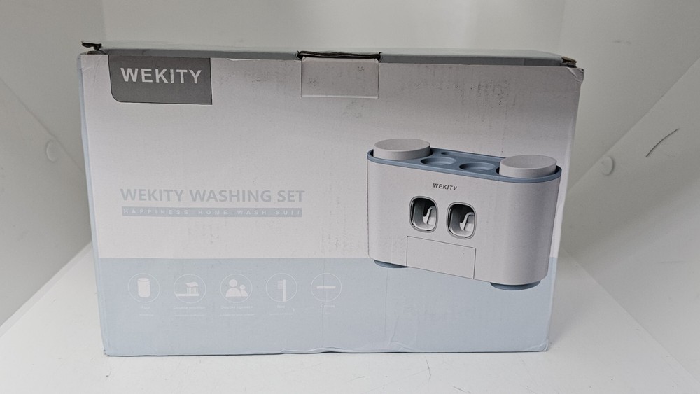 Wekity Toothbrush Holder Dispenser Wall Mounted Multi Functional 5-Slots 4-Cups