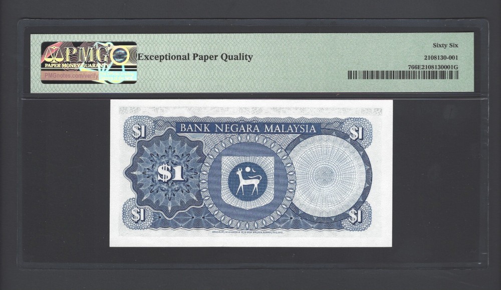 Malaysia One Ringgit ND(1972-76) P7 Uncirculated Grade 66