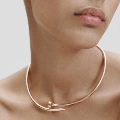 Gold Plated Nail Tool Collar Necklace Adjustable Choker Jewelry for Women