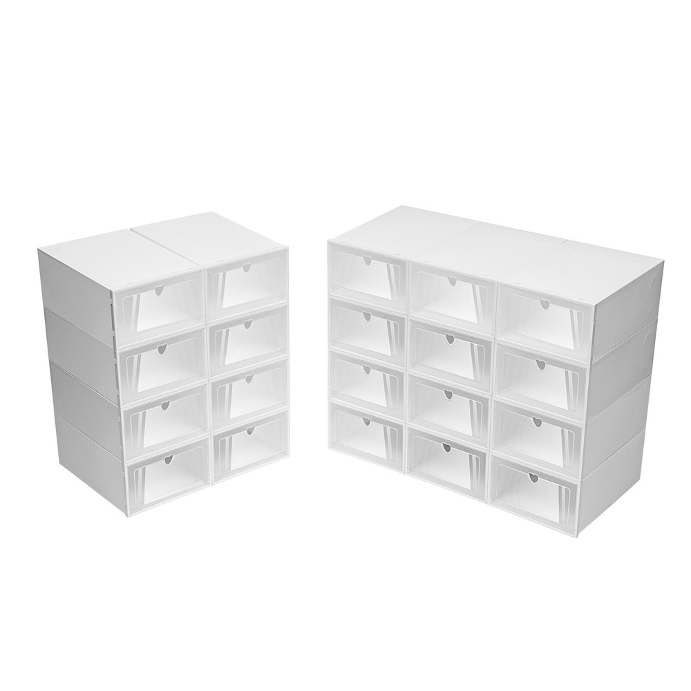 20pcs Stackable Shoe Storage Box Durable Plastic Sneaker Display Case Organizer