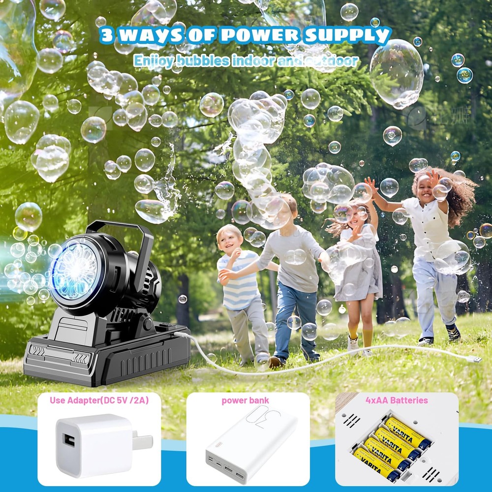 SHCKE Automatic Bubble Machine 10 Holes Bubble Blower,Plug in or Battery Operate