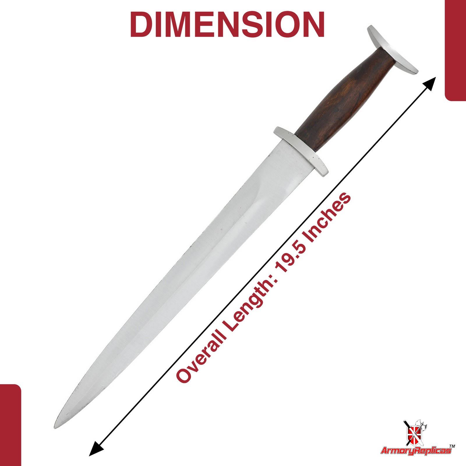 13th Century Knightly Sieghard Medieval Dagger Steel Full Tang Unsharpened LARP