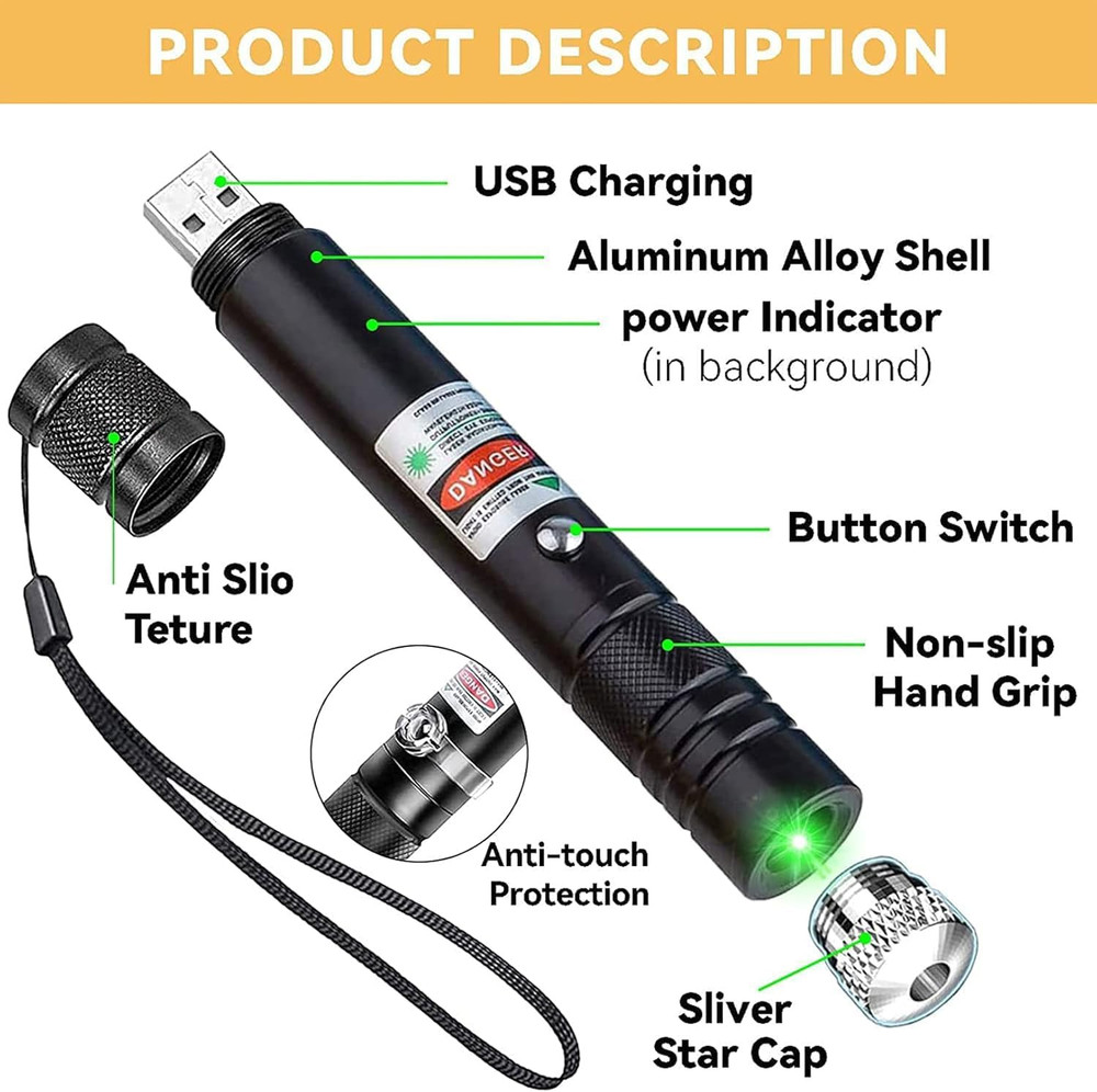 Long Range High Power Tactical Green Beam Flashlight Laser Pointer Rechargeableu