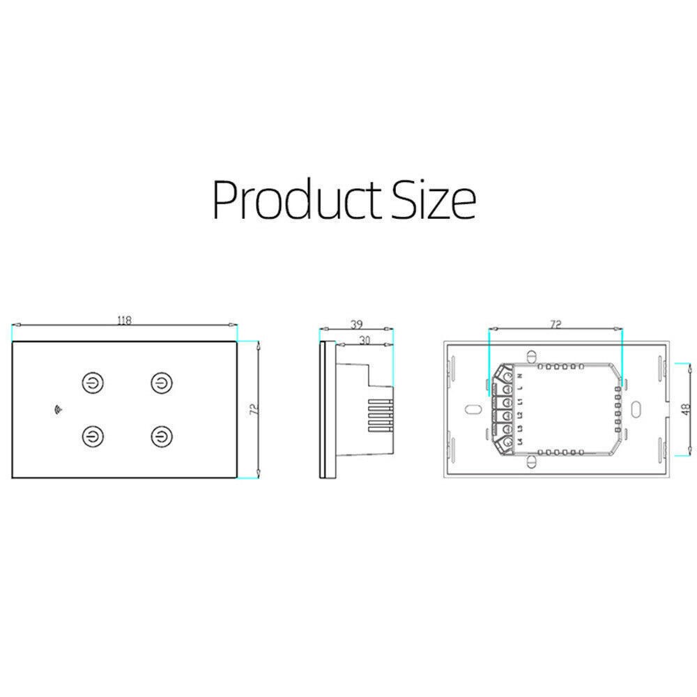 Tuya WIFI Smart Wall Light Touch Glass Panel Switch App Voice Control