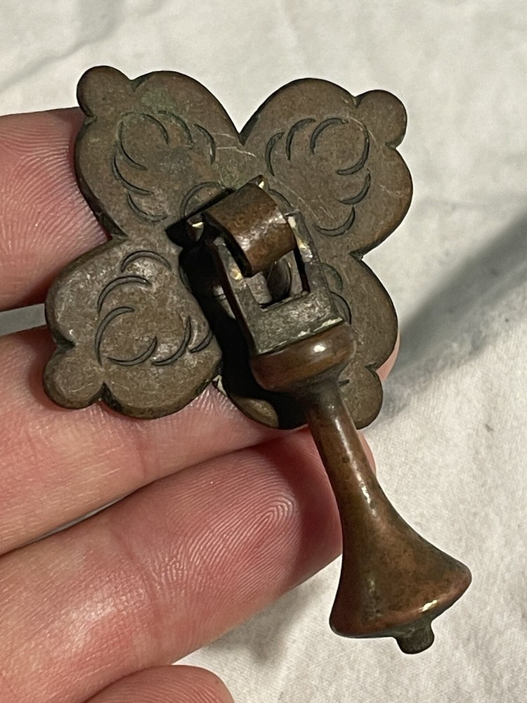 PAIR Early Antique Period Primitive Brasses Bronze Drawer Pulls