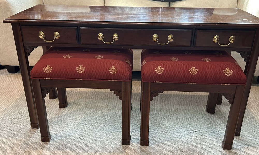 Harden Solid Cherry Sofa Consol Table & Bench Stool Set 52"