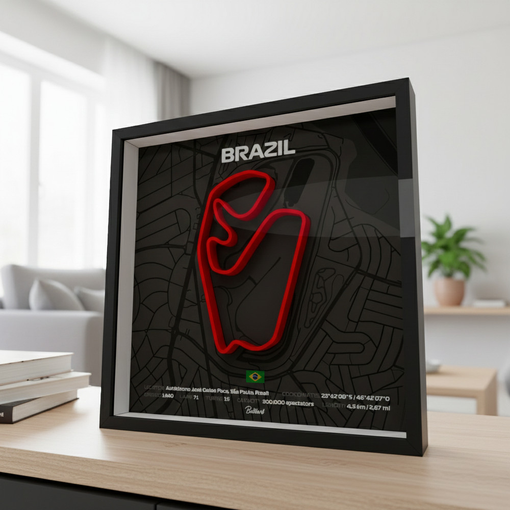 Brazil Interlagos 3D Shadow Box – Minimalist Formula One Wall Art