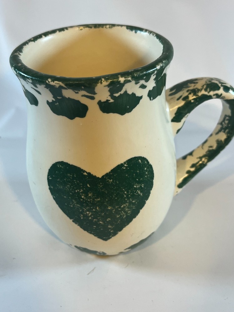 Vintage Jacqueline's Green Sponge Handcrafted Earthenware 5" Mug