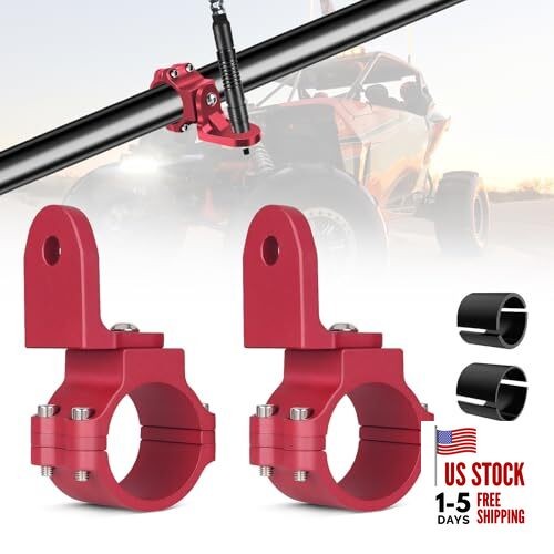 UTV Whip Light Mounting Bracket 1.5"- 2" CNC Aluminum Light Bar Mounting Red