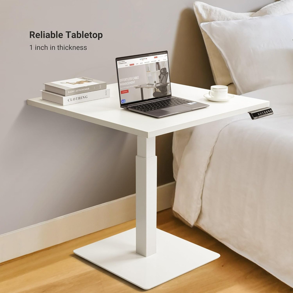 Adjustable Mini Ryzer Square Table Desk 30"x30" - Black Frame, Gray Oak