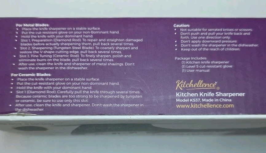 Kitchellence Kitchen Knife Sharpener With Cut Resistant Glove New
