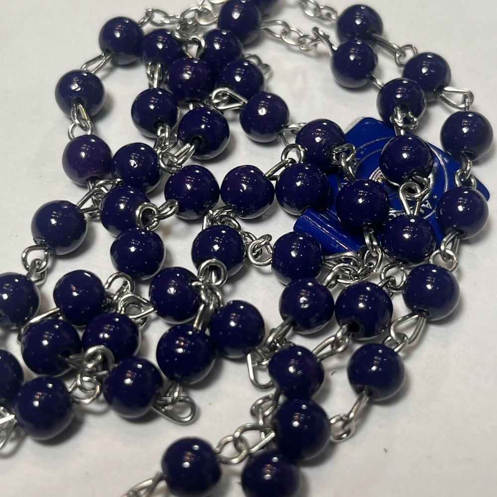 Our Lady of FATIMA Purple Beads 20” Rosary NWT