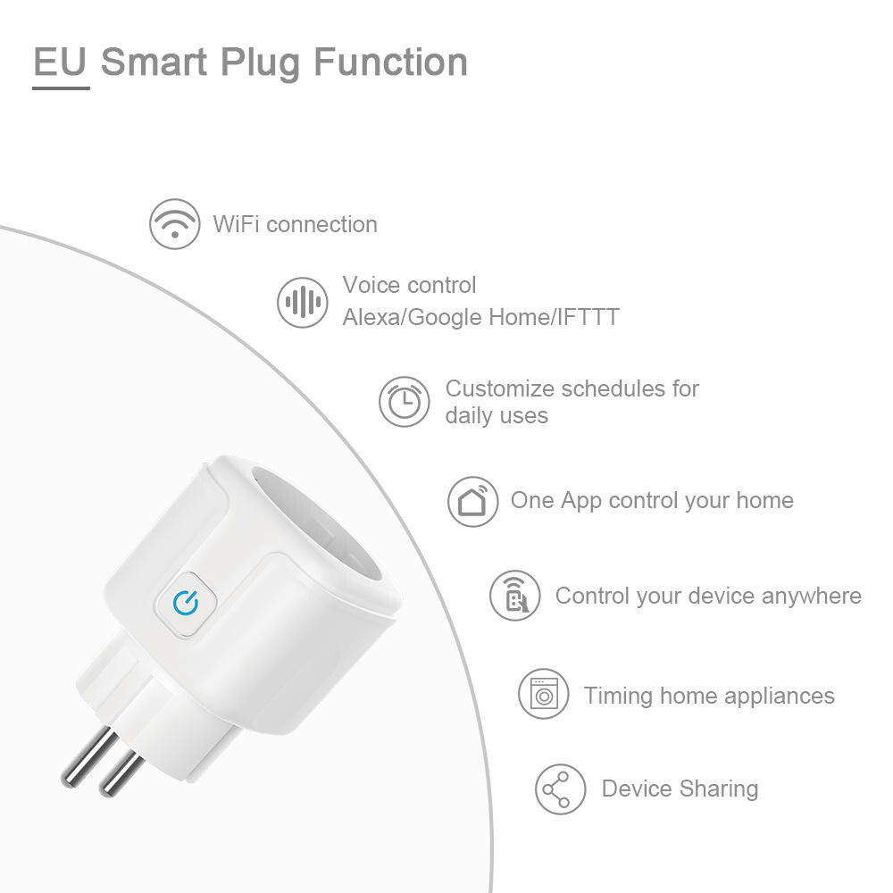 16A Power EU Smart Plug WiFi Tuya Socket Smart Life APP Control Compatible