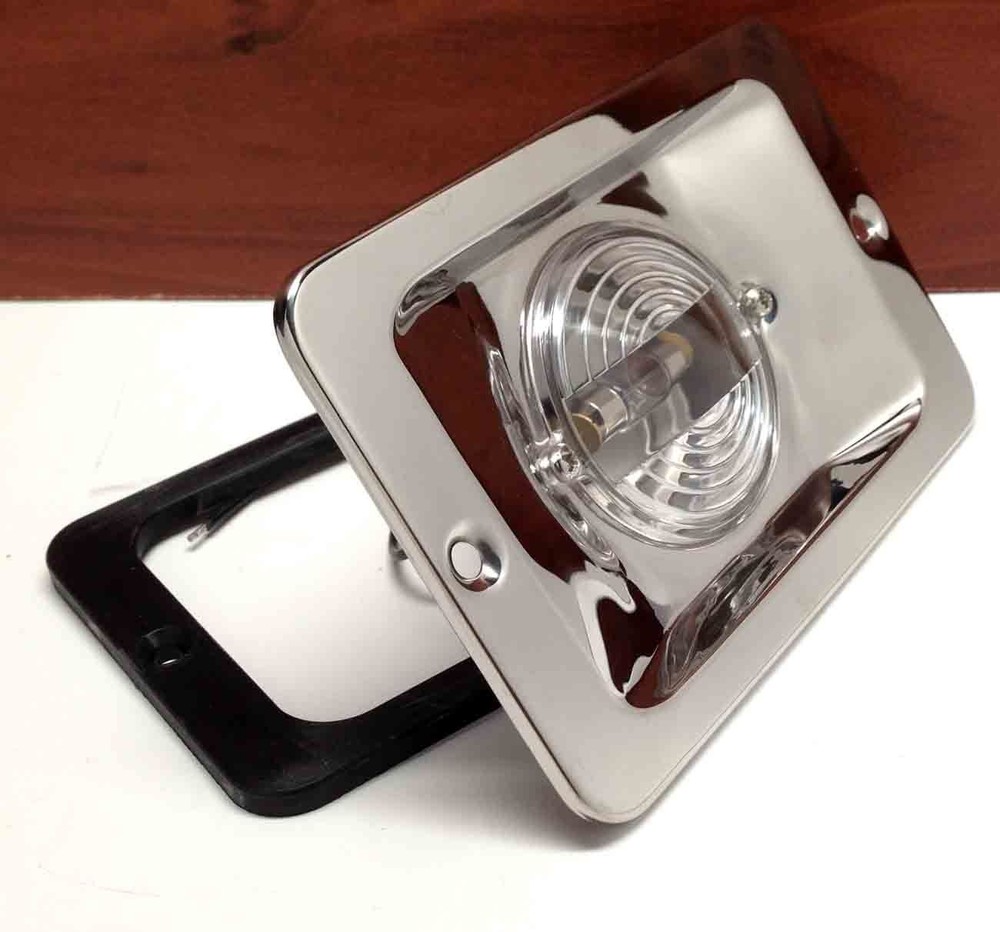 MARINE BOAT STERN LIGHT RECTANGULAR STAINLESS STEEL SPASHPROOF FLUSH MOUNT