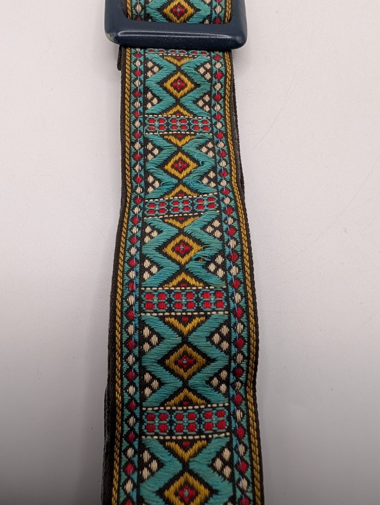 Vintage 70's Camera Neck Strap Woven Pattern Adjustable ~3ft Retro