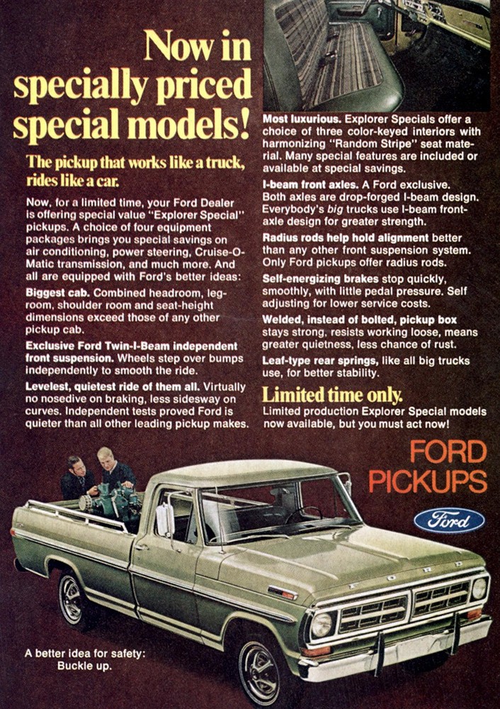 1971 Ford Pickups: Special Models Vintage Print Ad