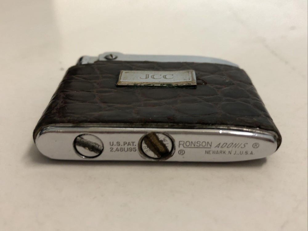 Vintage RONSON Adonis Lighter Brown Initials J.C.C. **READ**