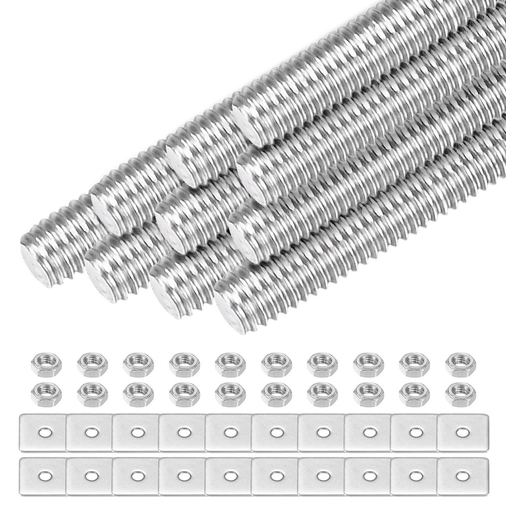 10-Set Fully Threaded Rod, M3x25mm Right Hand Thread Bar Studs with Nuts