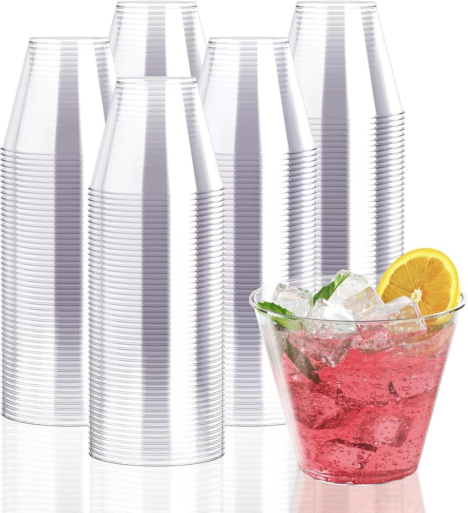 JPa Clear Plastic Cups Disposable Heavy-duty Drinking Cups for
