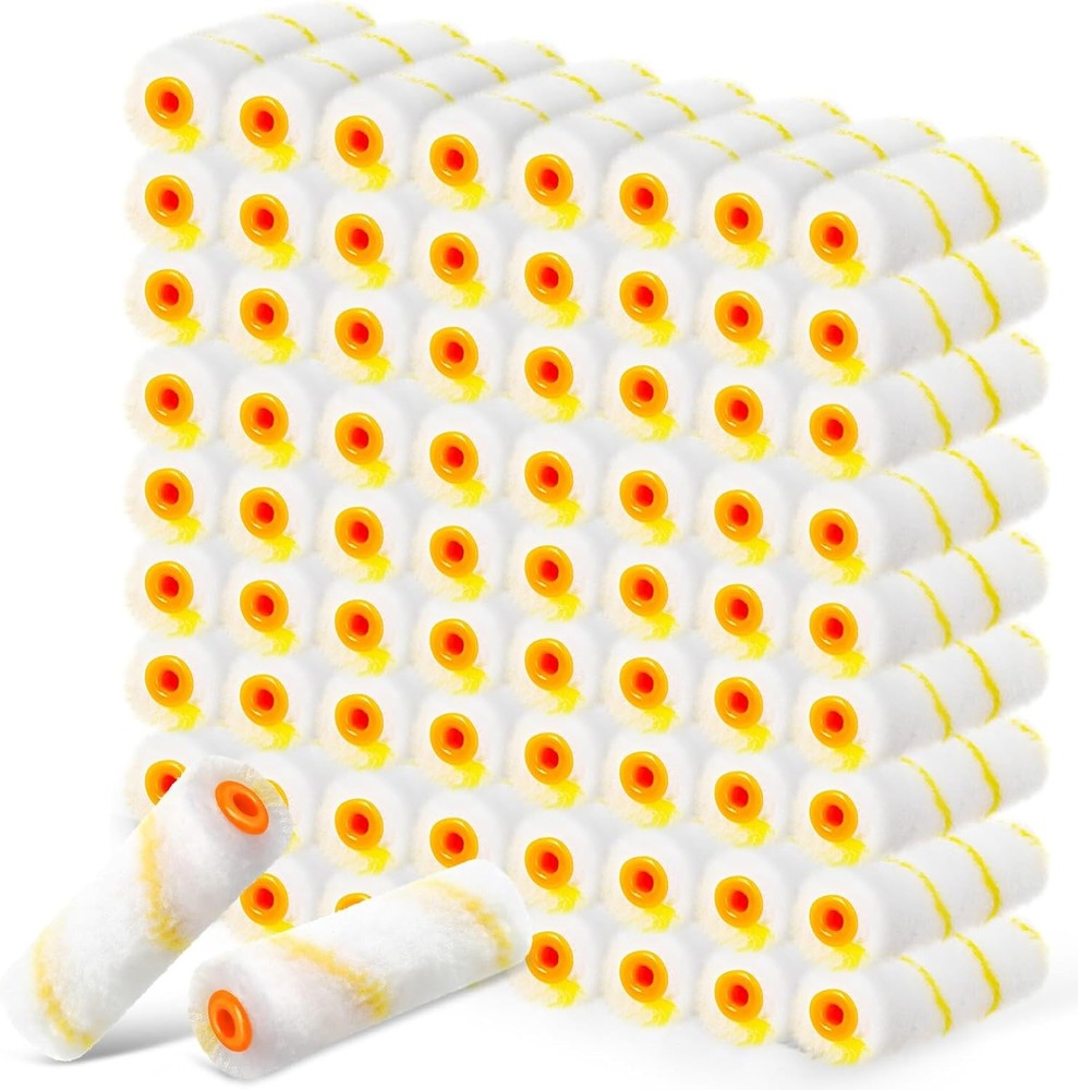 200 Pcs 4 Inch Mini Paint Roller Bulk Small Microfiber Roller Cover 1/2" Nap