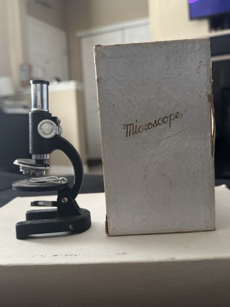 VINTAGE 8" MINI-MICROSCOPE JAPAN Works! With Box