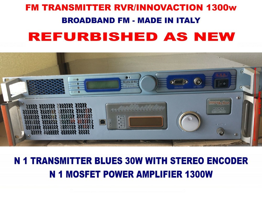 Broadcast Prof RVR 1300w FM Transmitter Wide Band 88/108MHz Stereo