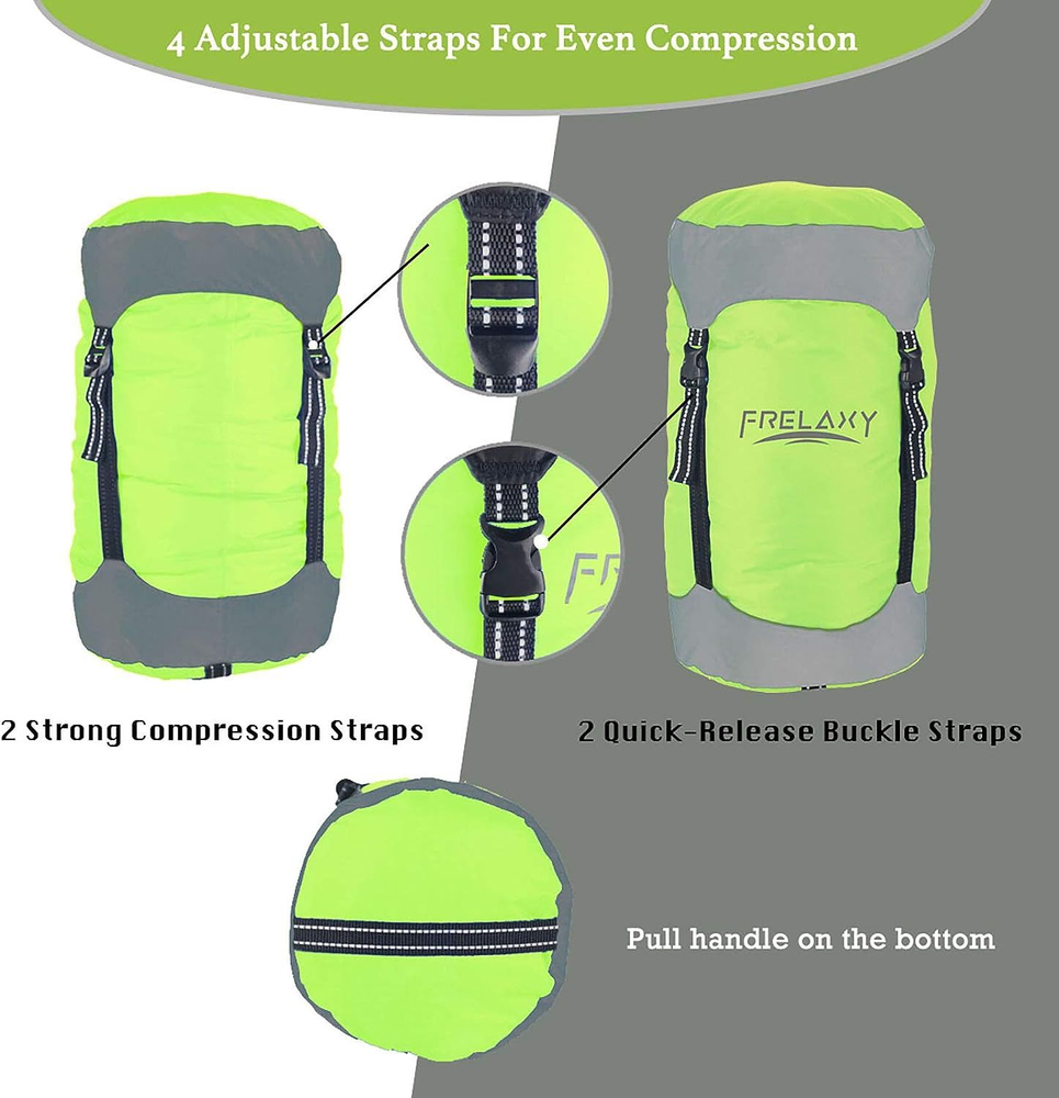 Frelaxy Compression Sack, 40% More Storage! Large, Neon Green