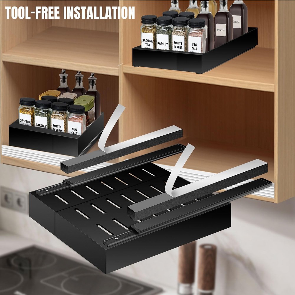 Pull Out Spice Rack Organization for Cabinet, Slide Out Expandable Spice Orga...