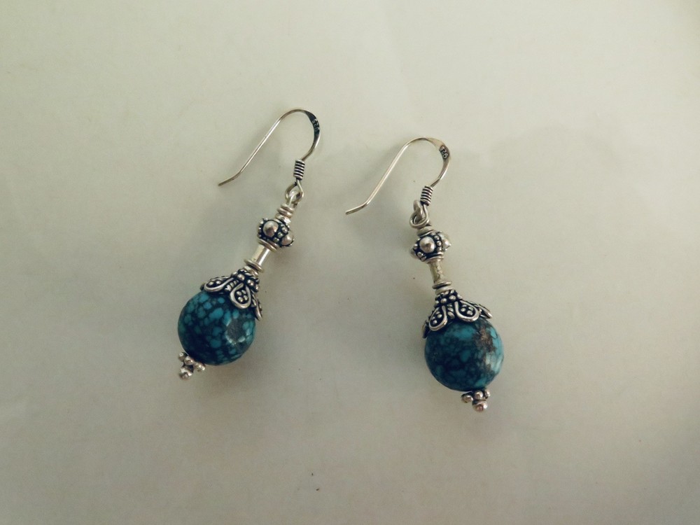Silver and Blue stone boho style earrings