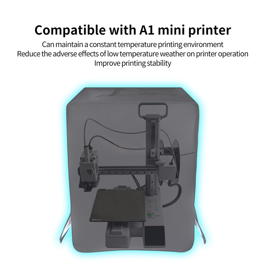 For A1 MINI 3D Printer Light Shielding Soundproofing Fireproof Dust Cover