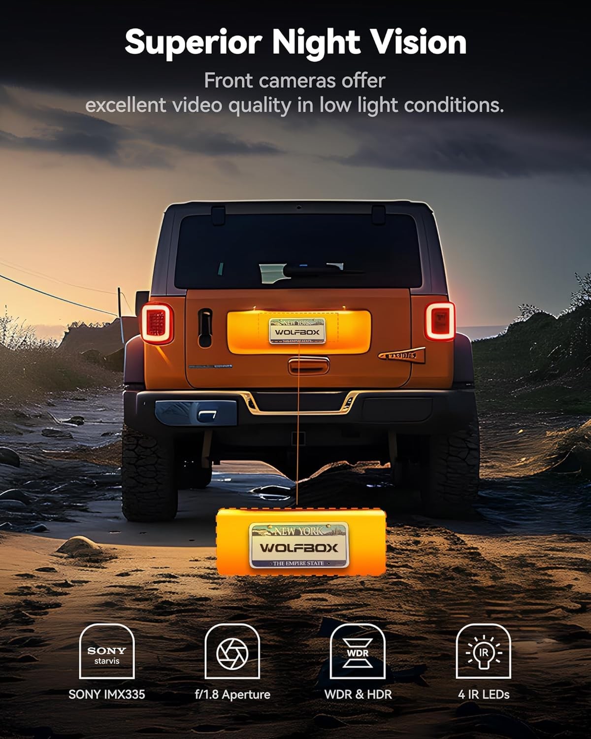 WOLFBOX Dash Cam i17 4K 3 Channel Dash Camera, 5.8GHz WiFi & GPS with 64GB Card