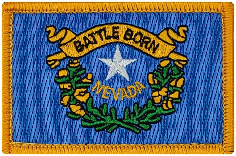 Nevada State Flag Battle Born Embroidered Patch |2PC HOOK BACKING 3"x2"